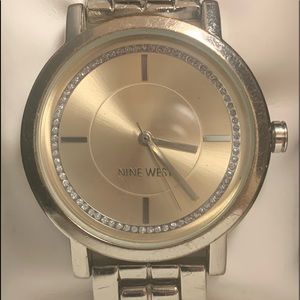 Ladies Silver-Tone Vintage Nine West Watch NW-1643SVSB
